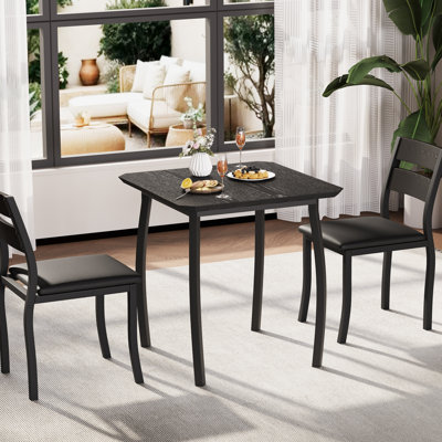 Ensemble de table de salle à manger 3 pièces pour 2 personnes avec chaises rembourrées, petite table de cuisine pour appartement