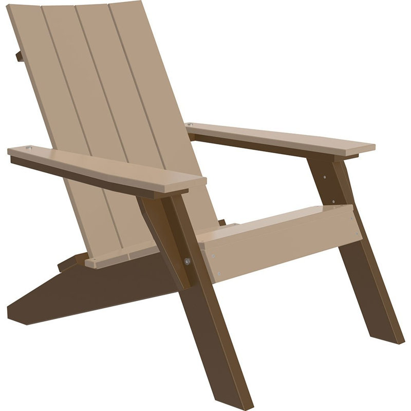Giraud Foldable Outdoor Adirondack Chair, Weatherwood/Chestnut Brown