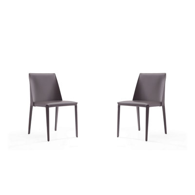 Chaise de salle à manger Paris en cuir végétalien gris - ensemble de 2