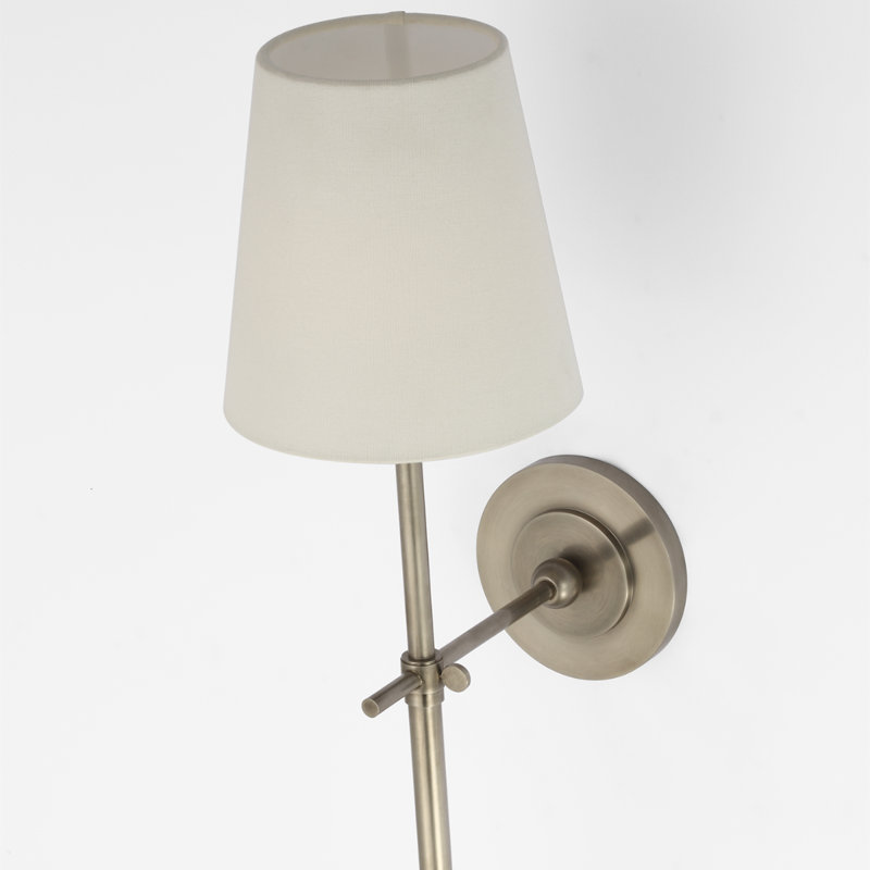 Thomas O'Brien Bryant 27" Cordless Tail Sconce with Linen Shade, Antique Nickel