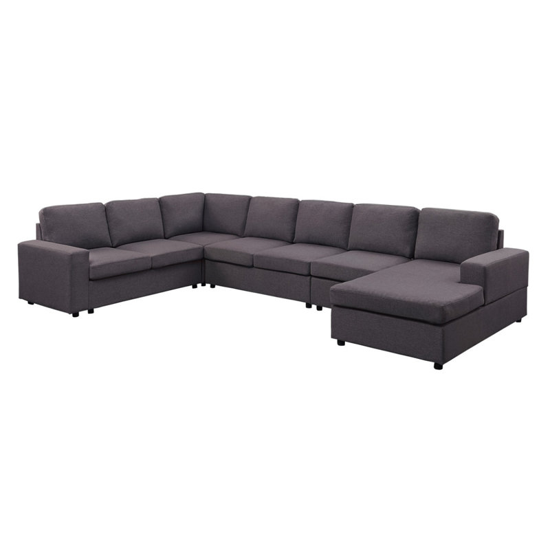 Canapé modulaire modulaire 146,5 po avec méridienne réversible Modern Canapé Tifton, Dark Grey