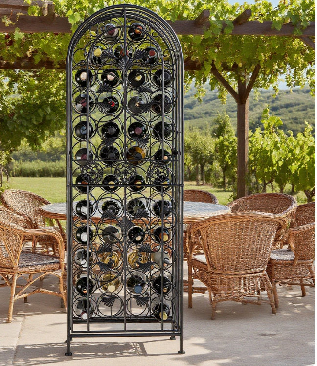 Wrought Iron Wine Rack Display Stand, Countertop Or Tabletop