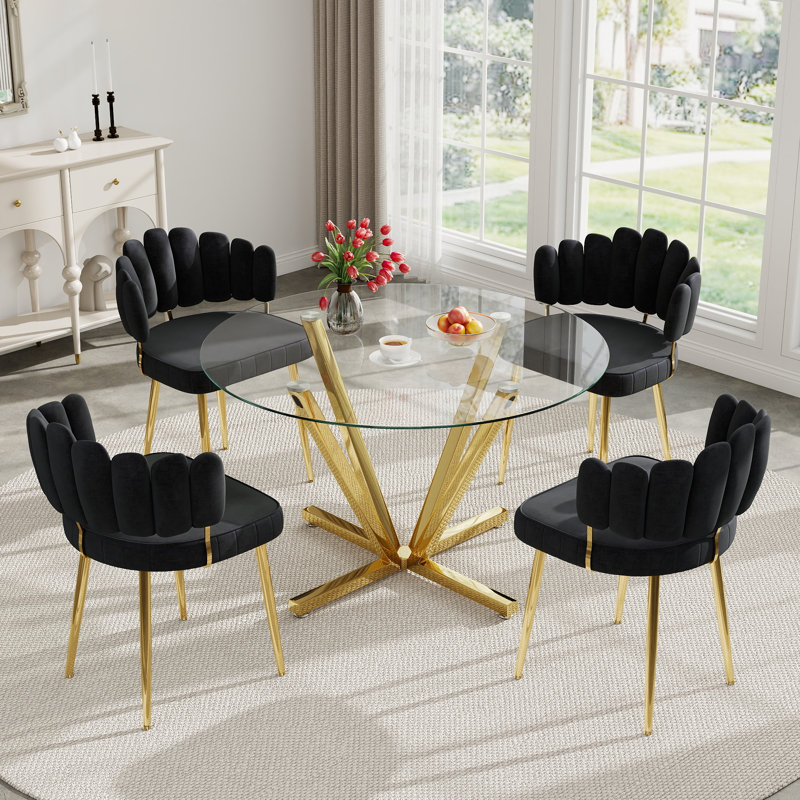 Ensemble de table de salle à manger 45,27 "Baltimore, 5 Pieces: Table, 4 Chairs, Black