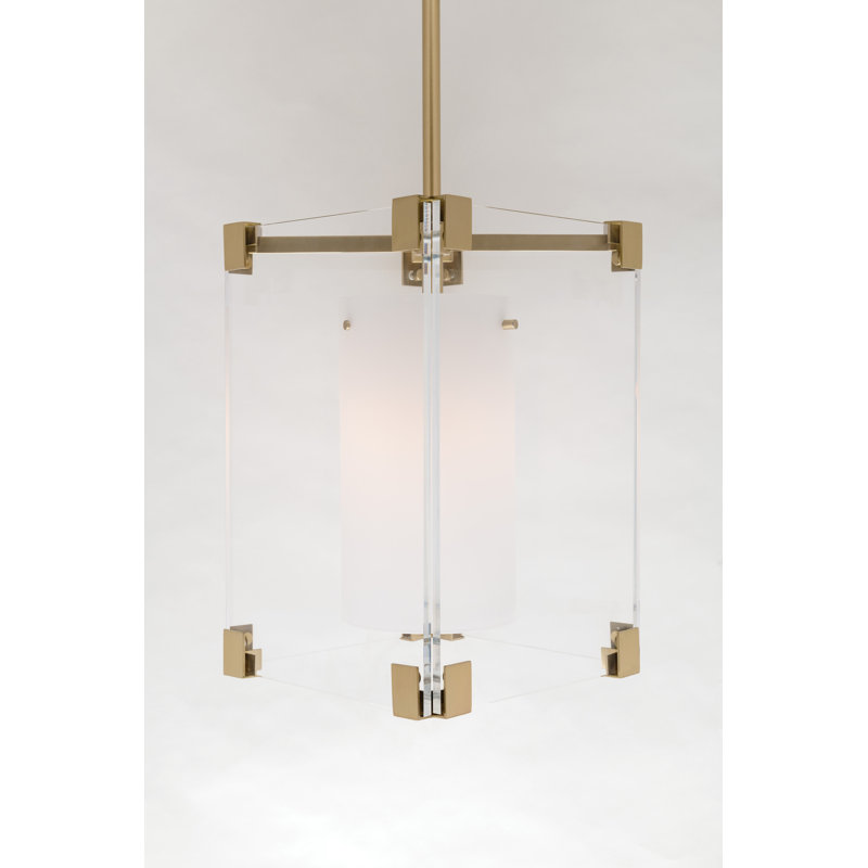 Luminaire suspendu carré à 1 lumière Achilles, Laiton vieilli