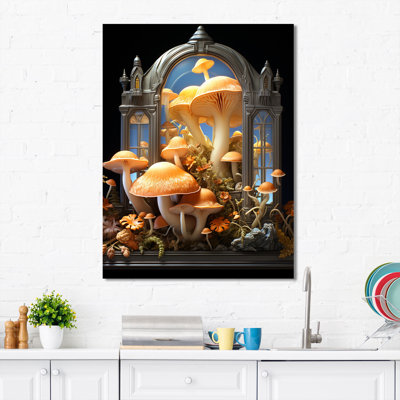 Champignon jaune fantaisie - Art mural champignon