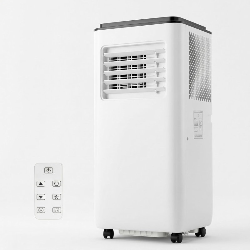 Climatiseur portatif 8 000 BTU avec télécommande, refroidissement, déshumidificateur et ventilateur, silencieux, refroidit jusqu'à 350 pieds carrés. Installation facile