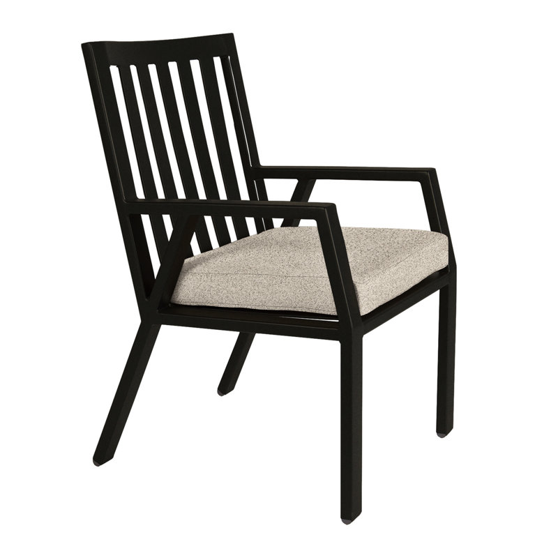 Aris Outdoor Dining Armchair, Carbon Black, Flagship Stone Sunbrella®