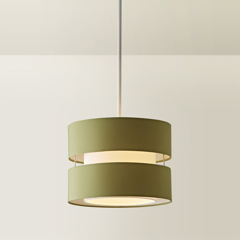 Blended Fabric Drum Pendant Shade, Green, 19cm H x 26cm W x 26cm D