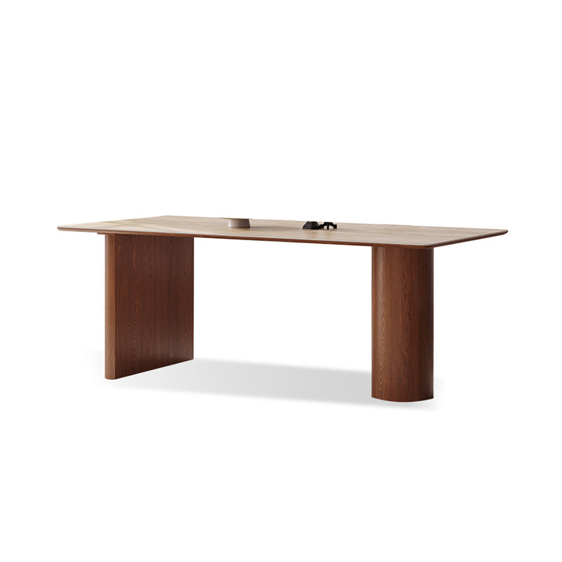 Table rectangulaire blanche en pierre avec table en bois massif pour la salle à manger / cuisine