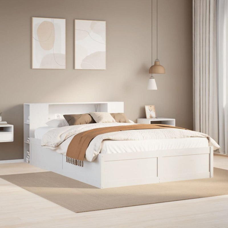 Aaydan Solid Wood Storage Bed, White