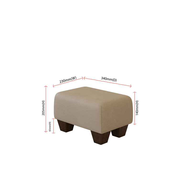 Beong Faux Leather - Mahogany Wood Chunky Legs, Flake Grey, Dark Brown