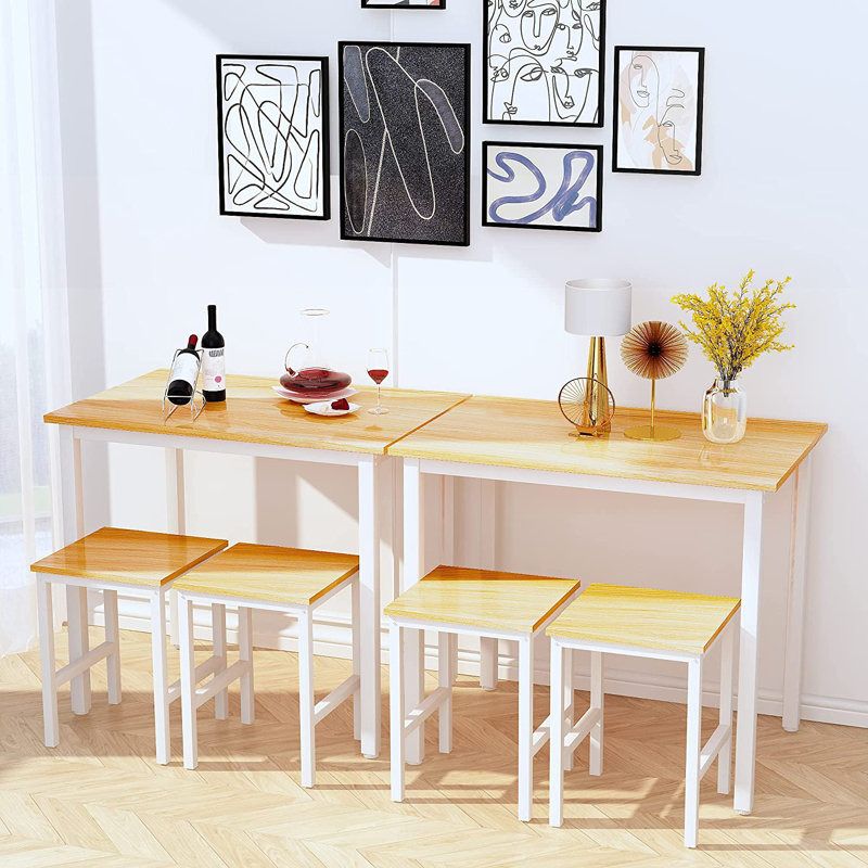 Decima Four Leg Dining Set, Beige/White, White, Beige