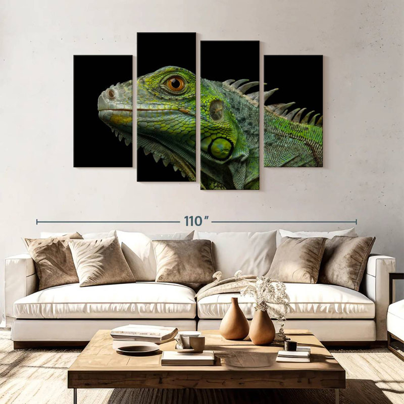 Brampt Green Iguana Head, 54" H x 84" W
