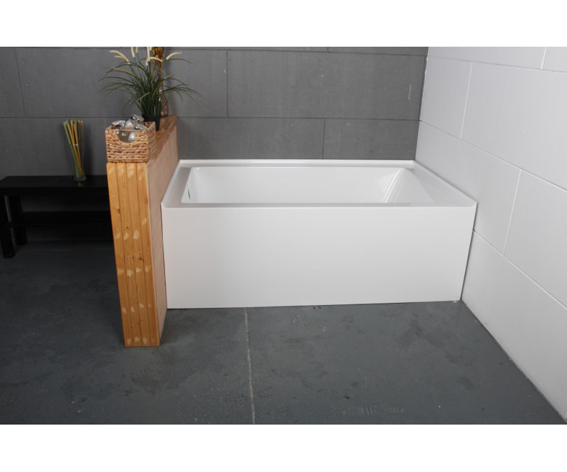 Kingston Brass Aqua Eden 60-Inch Acrylic Rectangular 3-Wall Alcove Tub, Left