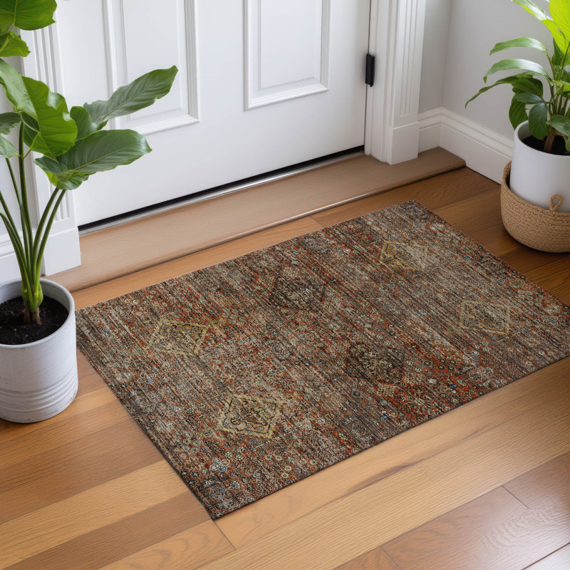 Tapis traditionnel de qualité supérieure lavable à la machine Tirico ATI21, Paprika, 2'6" x 3'10"