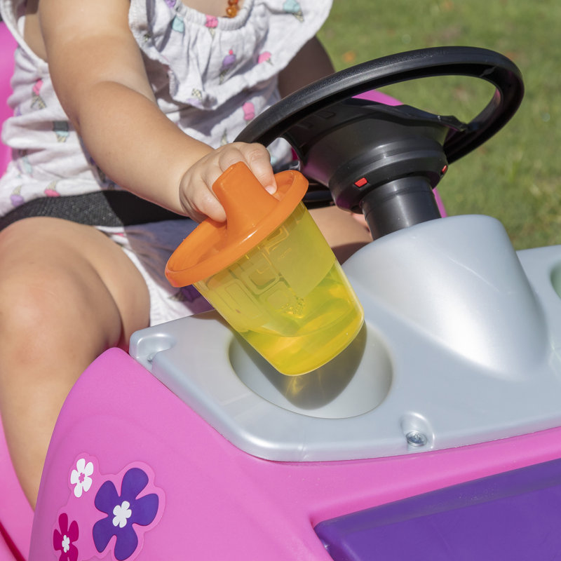 Pink Toddler Push Car with Steering Wheel and Seat Belt