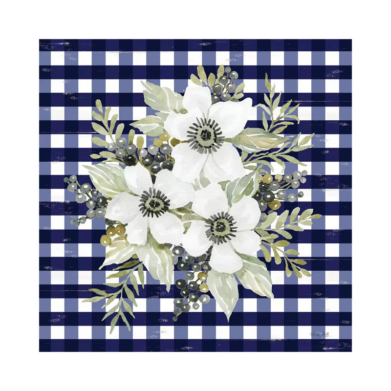 Navy Floral I by Cindy Jacobs - Print on Canvas, Wrapped Canvas, 66.04cm H x 66.04cm W x 1.91cm D