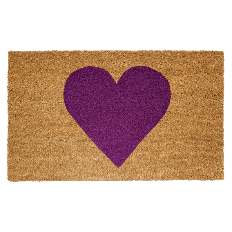 Tapis d'extérieur antidérapant Grandwood Heart, Naturel / mauve, L 30 po x L 48 po
