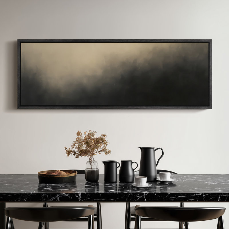 Très grand art mural rétro encadré pour art classique, H 20 po x l 60 po, Noir