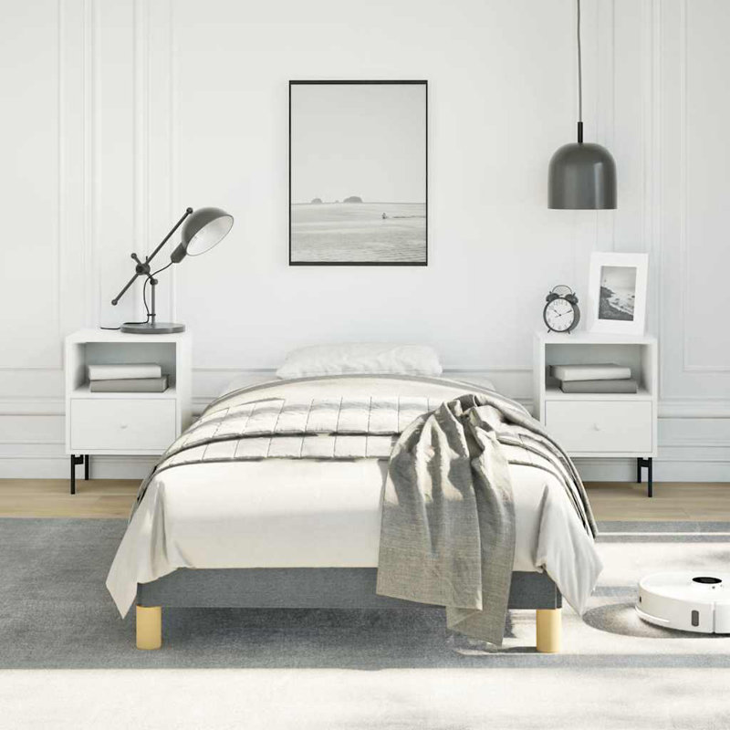 Cadre de lit Dabira, cadre de lit plateforme en tissu, sans matelas, Simple, Gris foncé