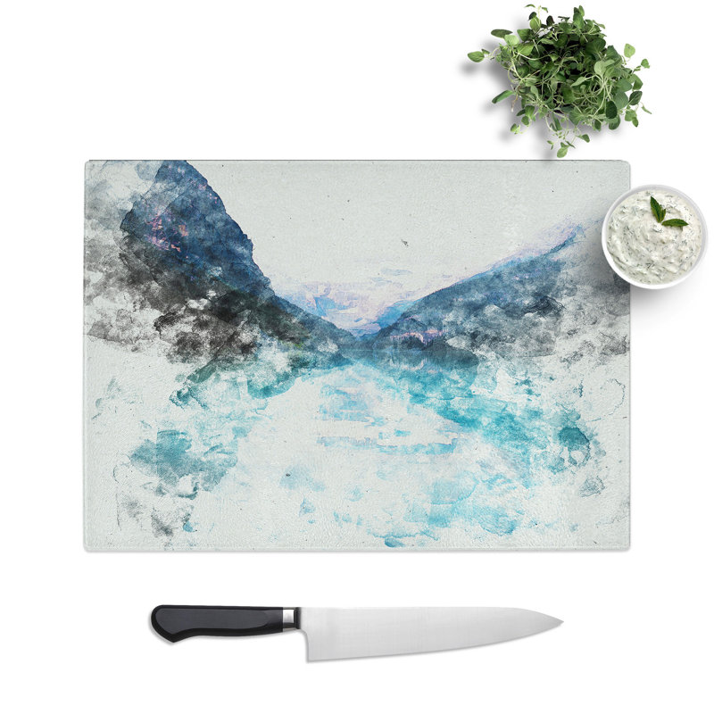 Tempered Glass Lake Louise in Canada Abstract Chopping Board, 20 cm x 28.5 cm