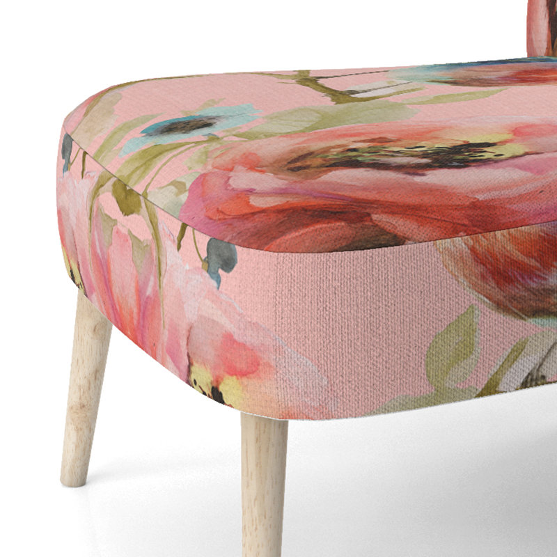 Chaise d'appoint rembourrée Beautiful Bird Romance I, Mélange de polyester rose
