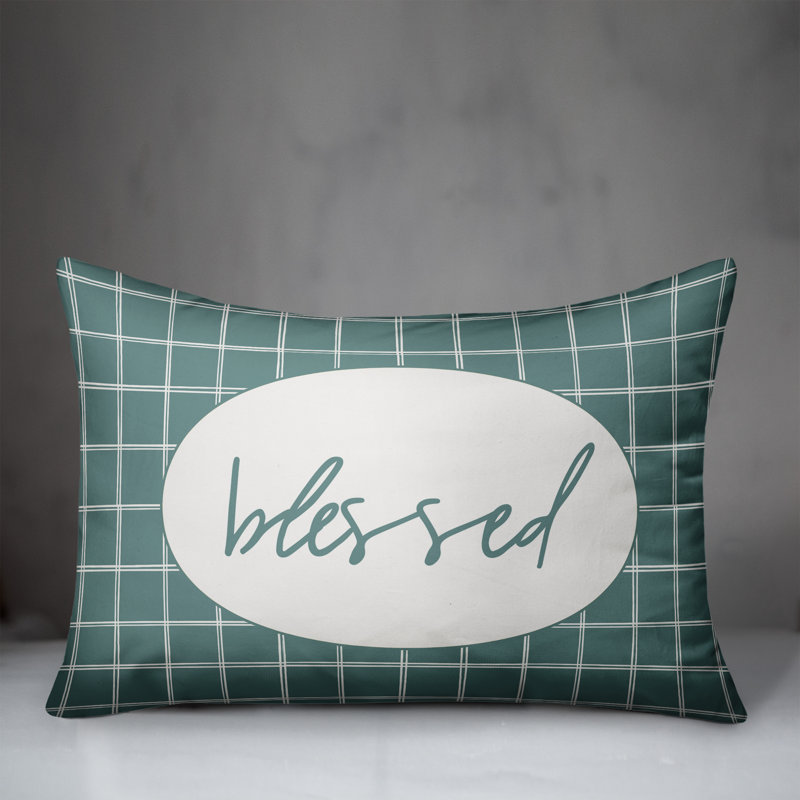 Plaid Outdoor Reversible Throw Pillow, Teal
