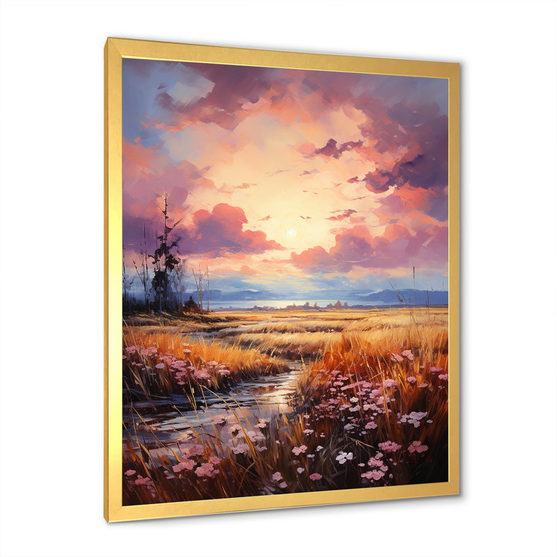 «Natural Harmony Blooming Delights Sunset II», reproduction sur toile, Encadrement doré, H 20 po x l 12 po x P 1 po