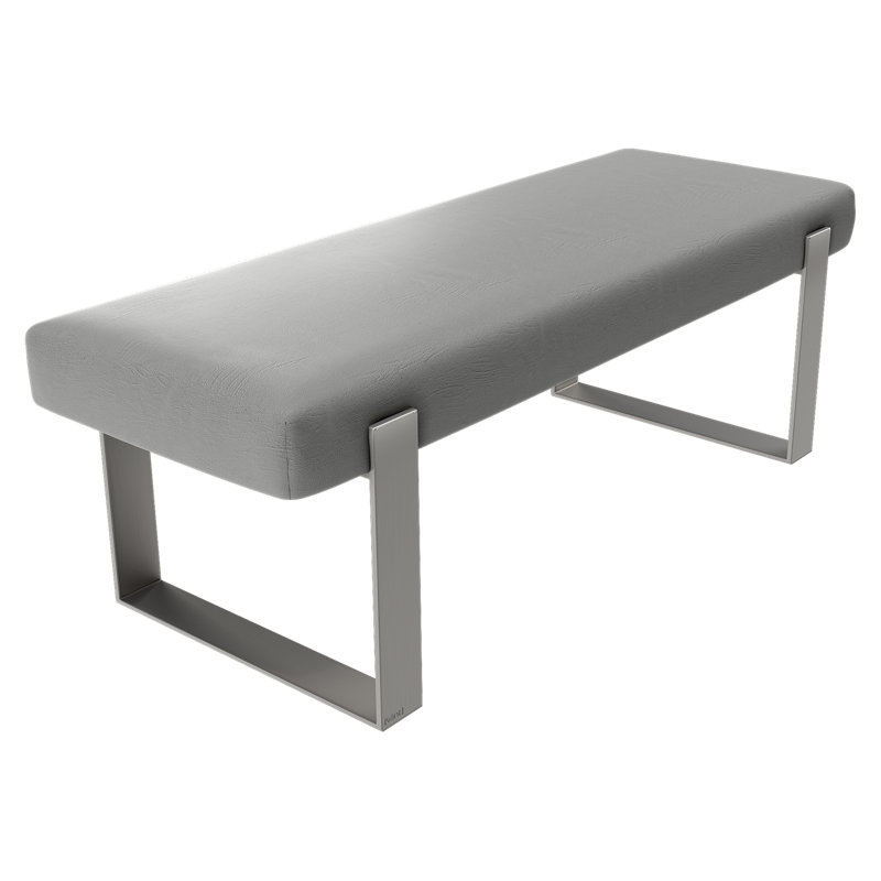 Banc rembourré Sapan, Cuir rétro, Gris clair