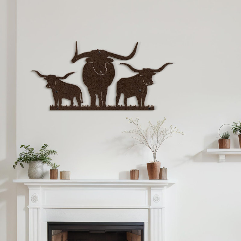 Décoration murale en métal, Bronze, H 15 po x l 30 po x P 0,05 po