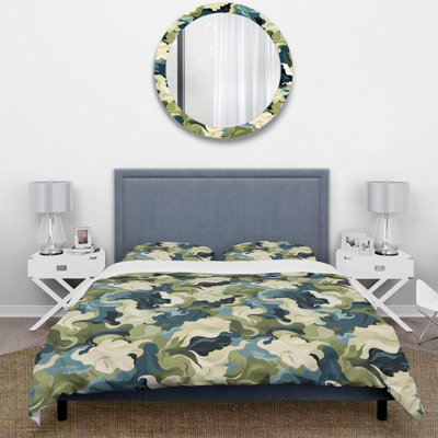 Green Nomad Camo Elegance I Polyester Camouflage Duvet Cover Set