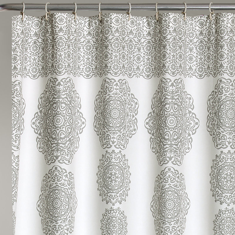 Rideau de douche simple rayé à motif géométrique, Gris