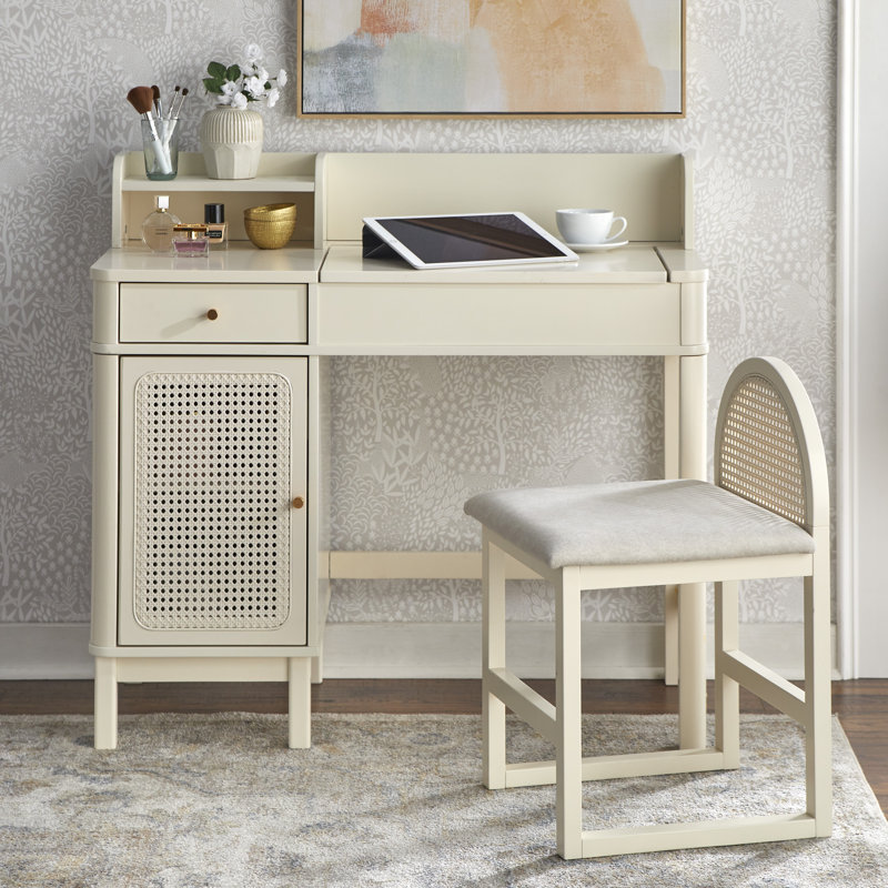Bayview Vanity Desk and Stool, Ivory