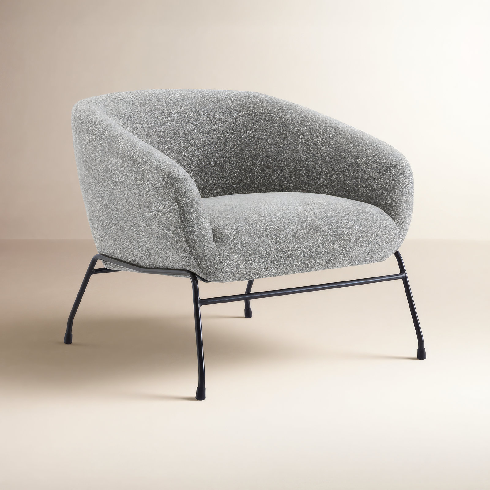Avram Barrel Chair, Magnolia Grey Tweed