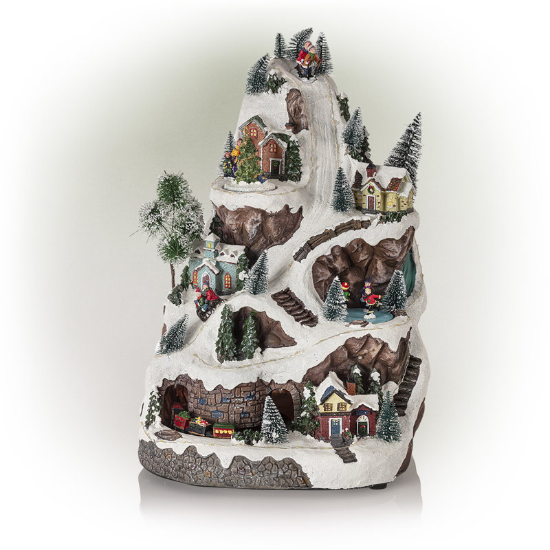 Décoration intérieure des Fêtes avec lumières DEL et musique, Village de montagne