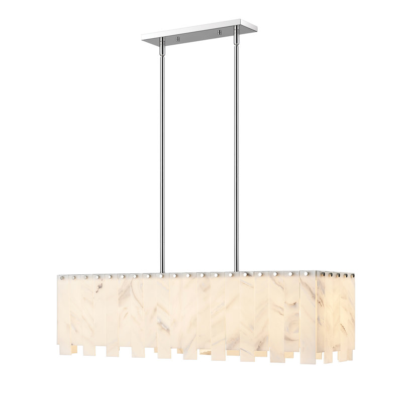 Lustre rectangulaire à 5 lumières pour îlot de cuisine, Nickel poli