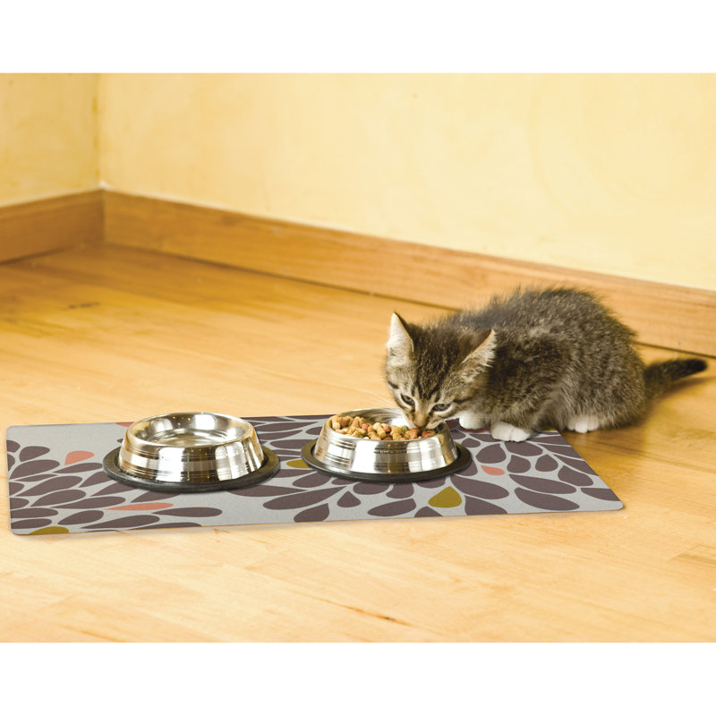 Napperon pour animal de compagnie, tapis d'alimentation pour chien et chat - Tissu absorbant, envers imperméable, antidérapant, lavable à la machine (Kahopo) (12 po x 20 po) (fabriqué aux États-Unis)