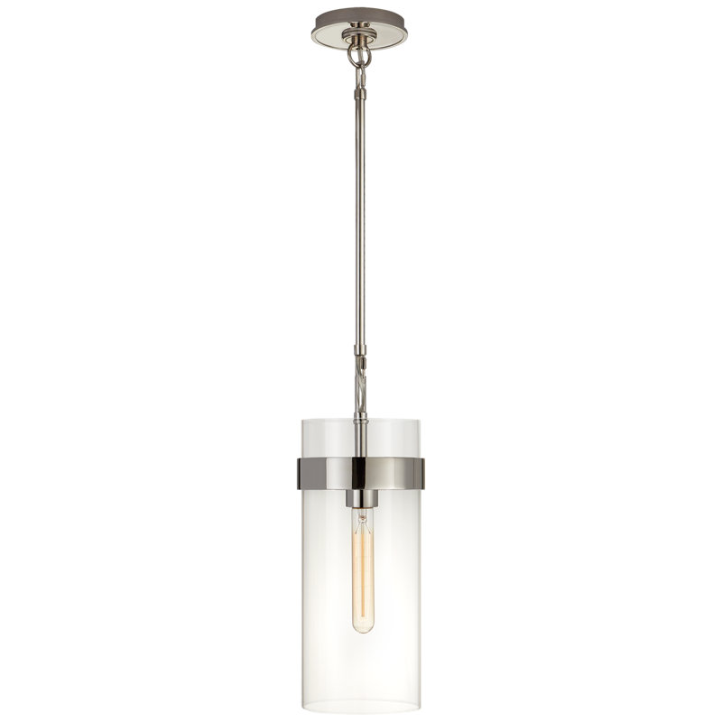 Ian K. Fowler Presidio Petite Pendant, Polished Nickel, Clear, 57.25" H x 4.5"W x 4.5" D