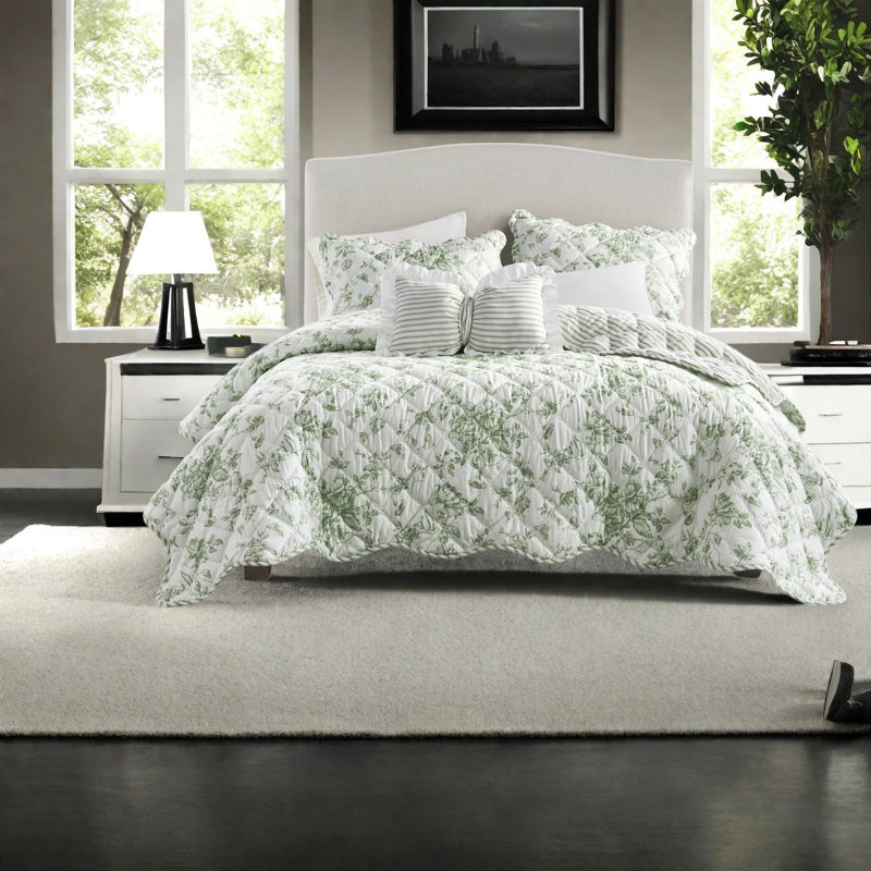 Ensemble de literie réversible pour très grand lit, courtepointe florale en polyester pour maison moderne