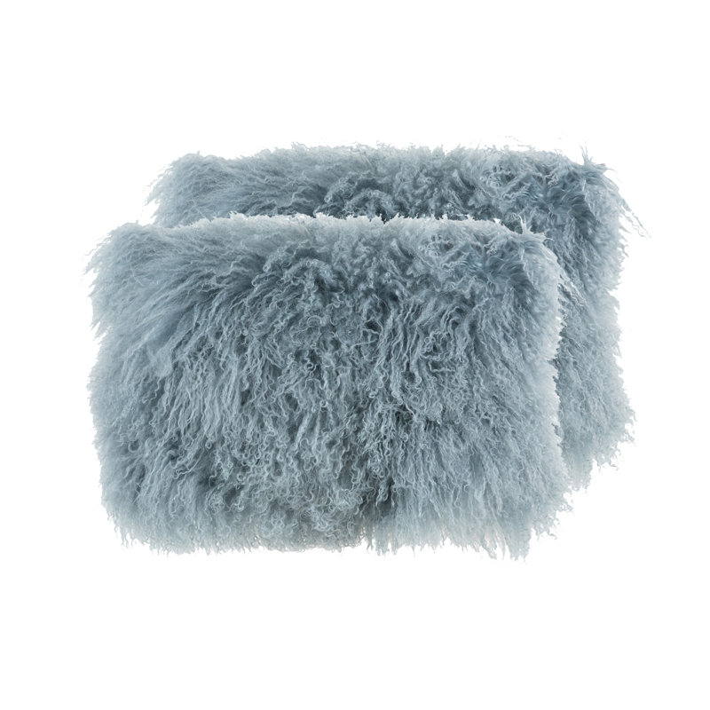 Wool Lumbar Rectangular Pillow Cover & Insert, Gray, Feathers