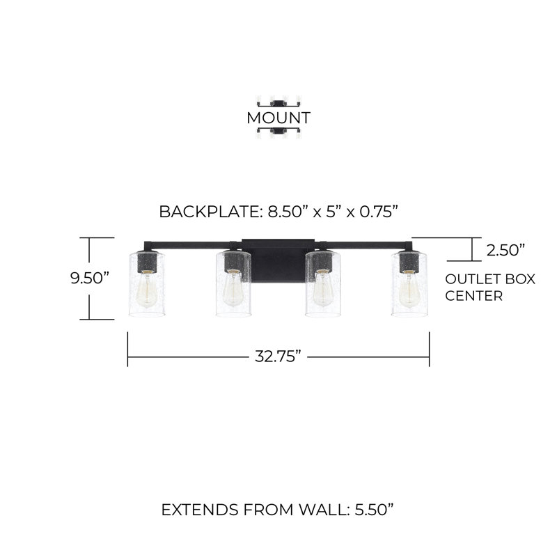 Ravenwood 4 - Light Dimmable Vanity Light, Clear