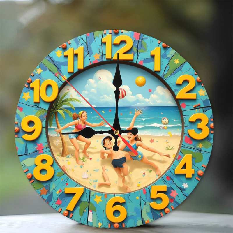 horloge d'été enfants jouant au volleyball