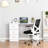 47" Modern Home Office Computer Desk Bookcase Combo Writing Table Workstation with 3 Drawer and Storage Shelf - White