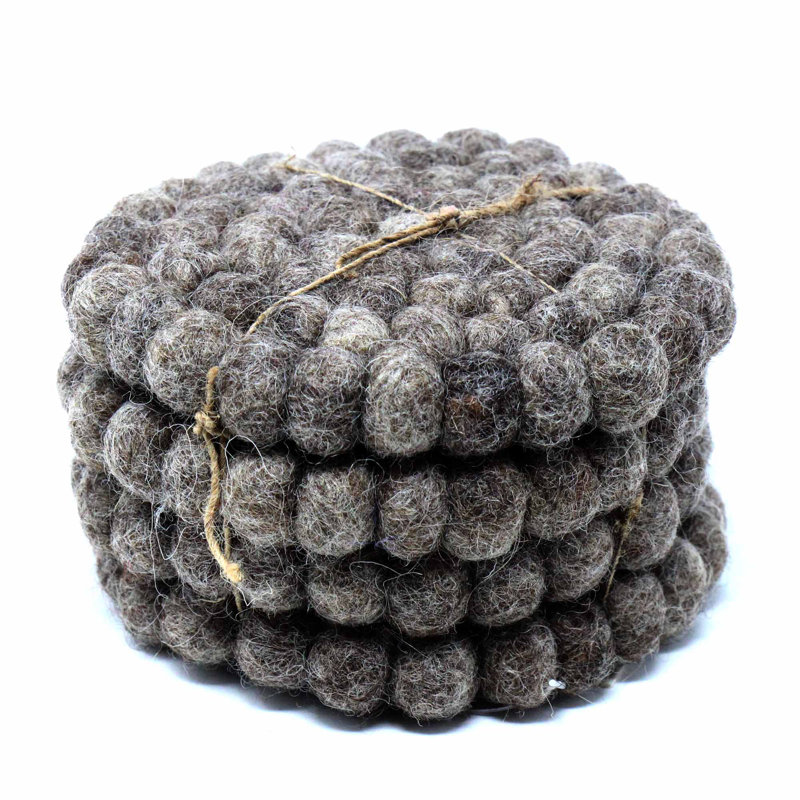 Round 4 Piece Trivet;Coaster Set, Dark Gray