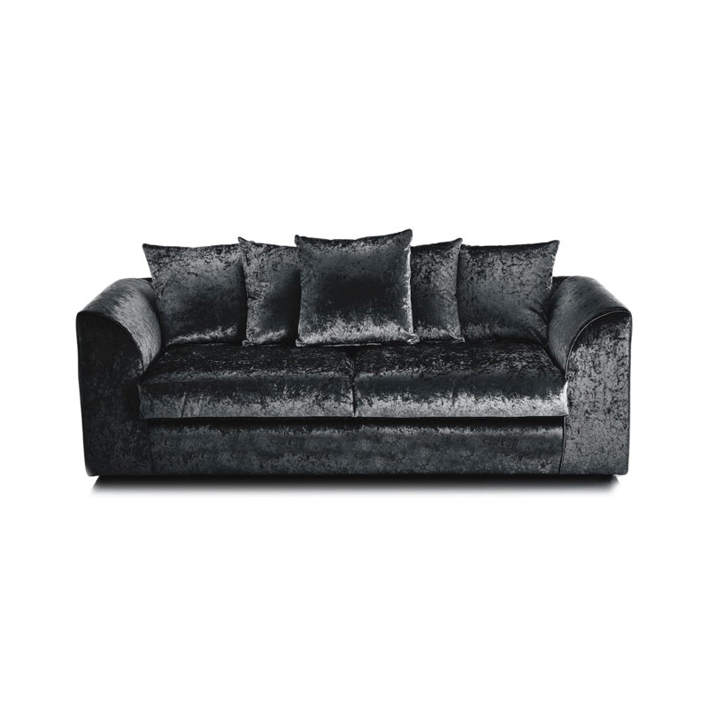 3 Seater Velvet Sofa, Black