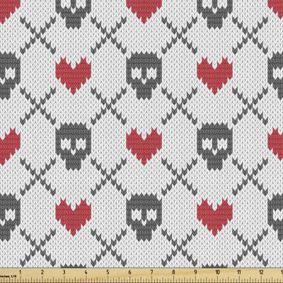 Gioia Skulls and Hearts Crosses Stitch Work Knitted Nordic Fabric