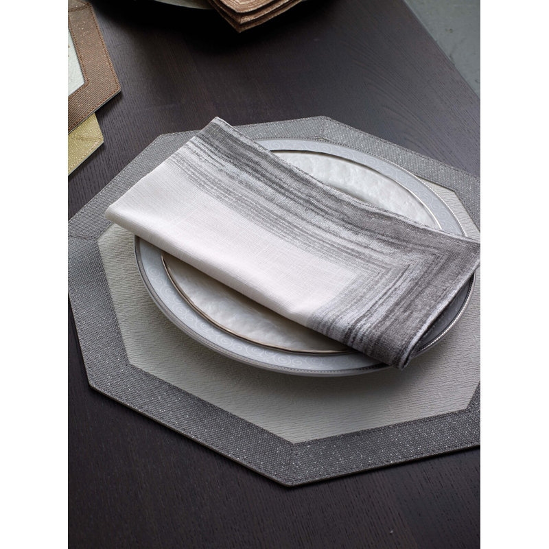 Cornice Napkins, White/Platinum