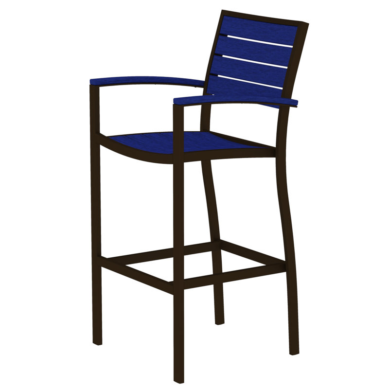 Chaise avec accoudoirs de bar POLYWOOD Euro, Bleu pacifique, Bronze texturé