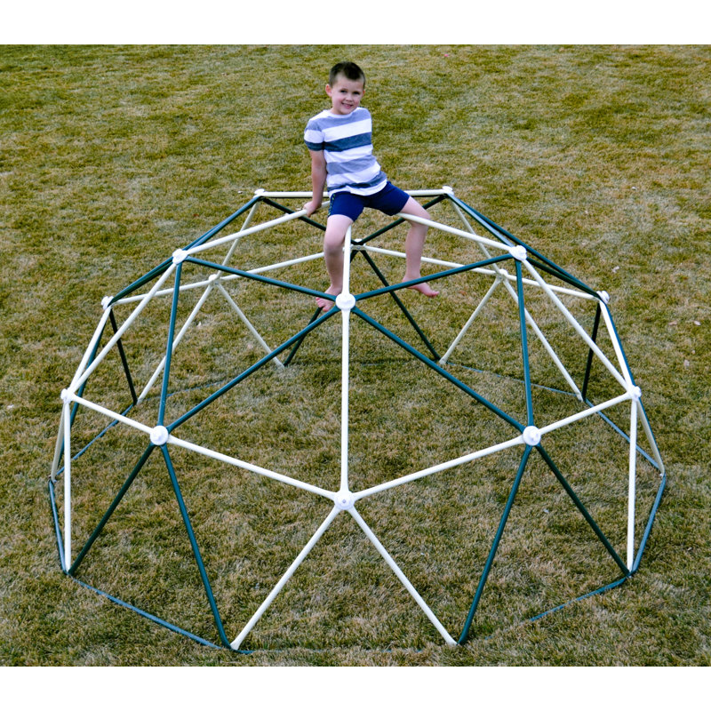 Green and White Geometric Dome Climber for Kids