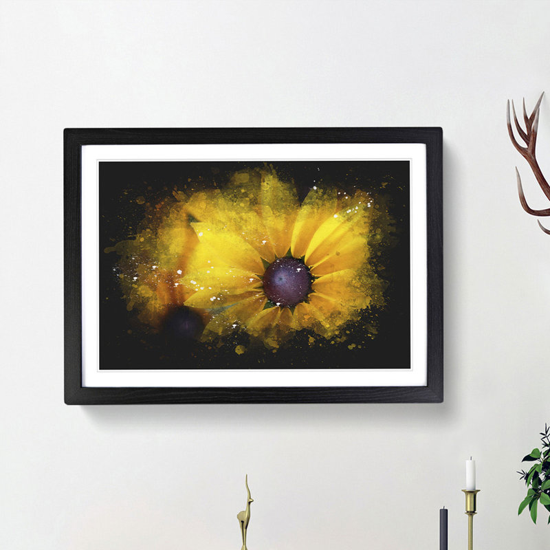 Yellow Coneflowers - Picture Frame Painting Print, Black Framed, 62cm H x 87cm W x 2cm D
